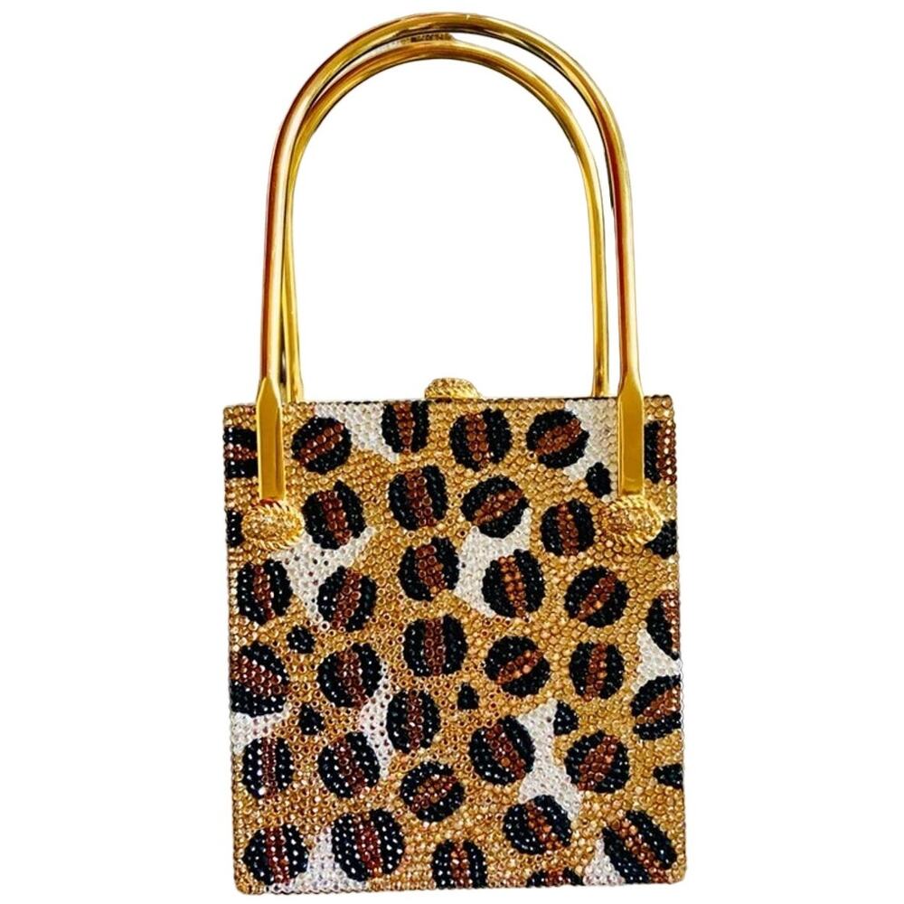 Rare Vintage Finesse La Model Leopard Swarovski Crystal Mini Bag/ Clutch